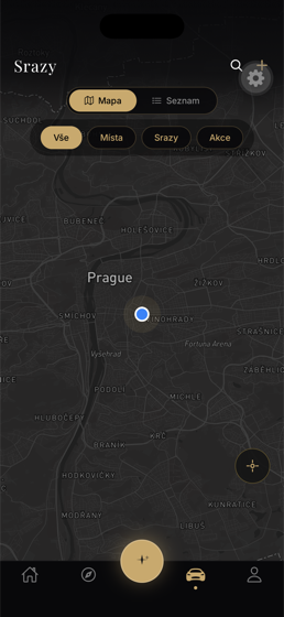 Mapa srazů v okolí